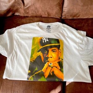 A white T-shirt a Jay Z